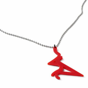 Red Kissing Lips Necklace on a silver ball chain
