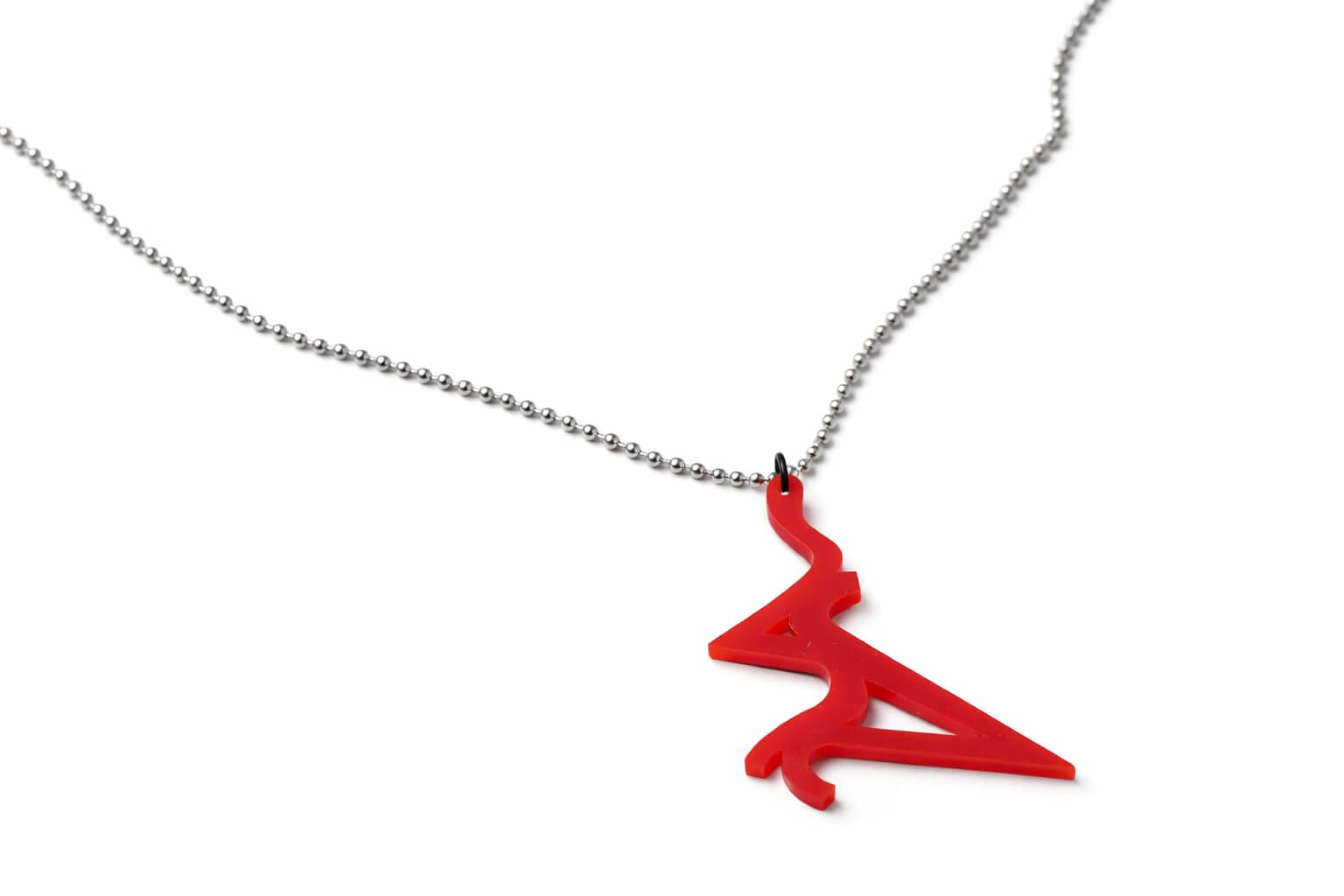 Red Kissing Lips Necklace on a silver ball chain